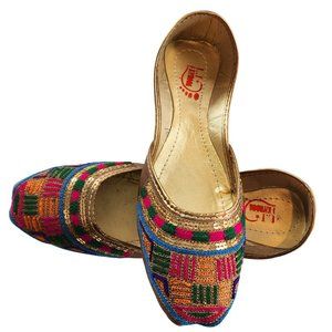 Women's Embroidered Copper Khussa Punjabi Jutti US Size 6 7 8 9 Pakistani Indian